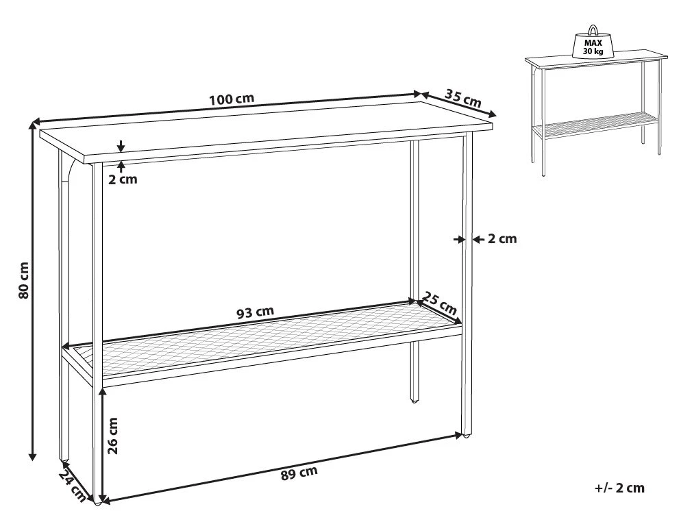 Console Table Light Wood With Black DORENA - Image 7