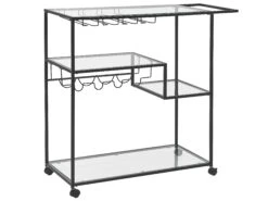 Metal Drinks Trolley With Glass Top Black MARCOLA