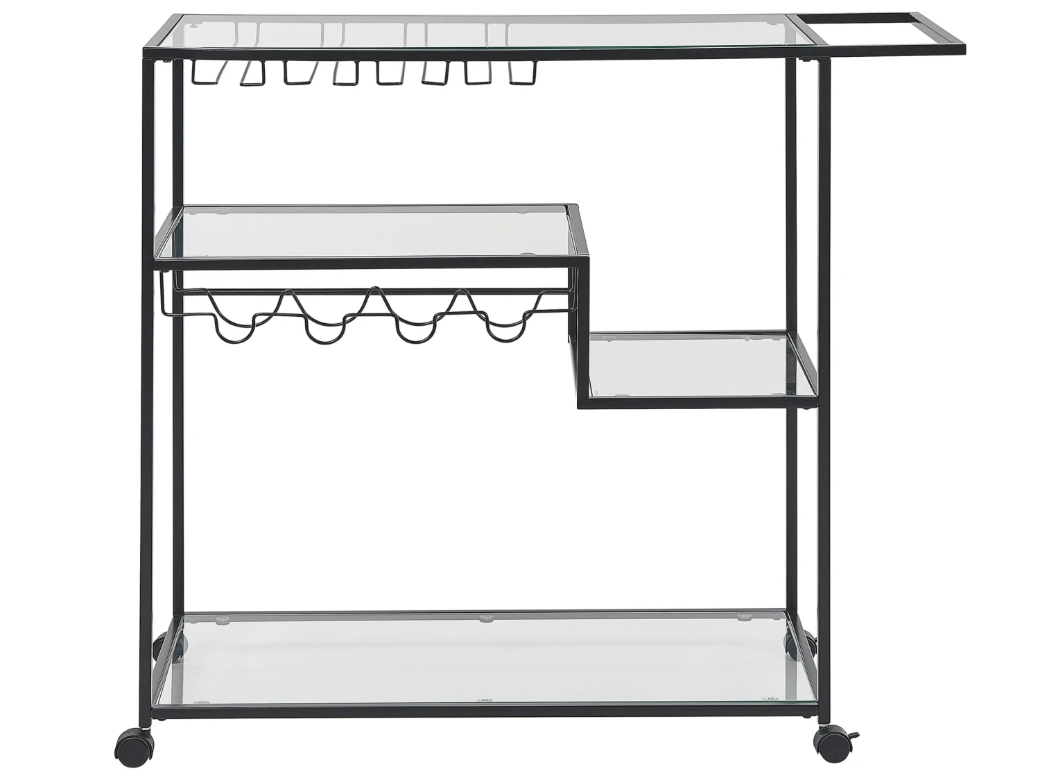 Metal Drinks Trolley With Glass Top Black MARCOLA - Image 4