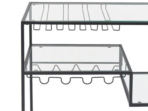 Metal Drinks Trolley With Glass Top Black MARCOLA - Image 5