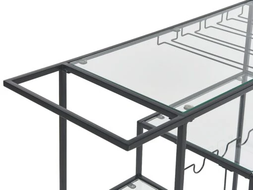 Metal Drinks Trolley With Glass Top Black MARCOLA - Image 6