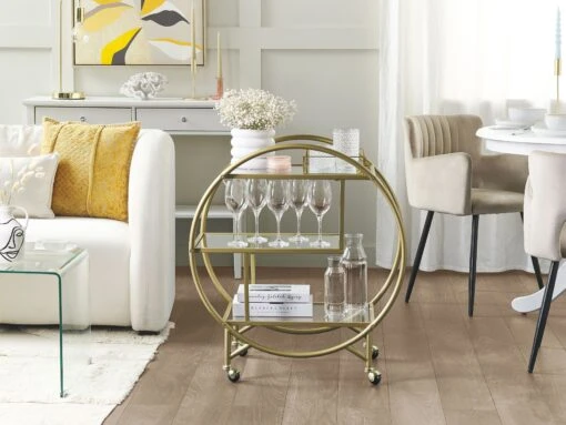 Metal Drinks Trolley Gold With Glass Top COLTON - Image 2