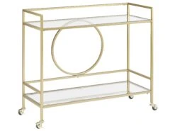 Metal Drinks Trolley With Glass Top Gold KERRY