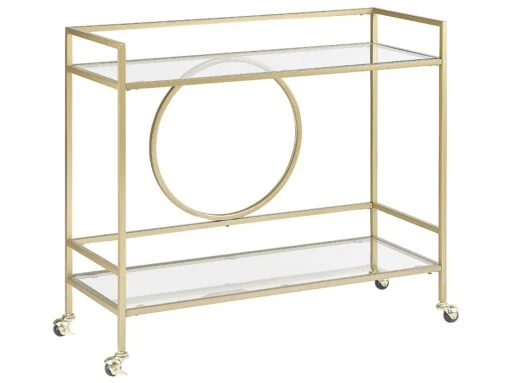 Metal Drinks Trolley With Glass Top Gold KERRY