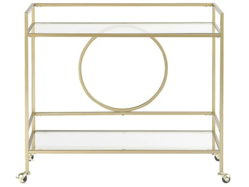 Metal Drinks Trolley With Glass Top Gold KERRY - Image 4