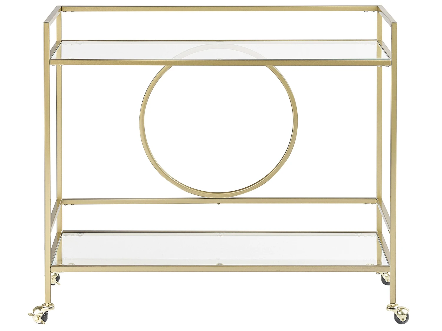 Metal Drinks Trolley With Glass Top Gold KERRY - Image 4