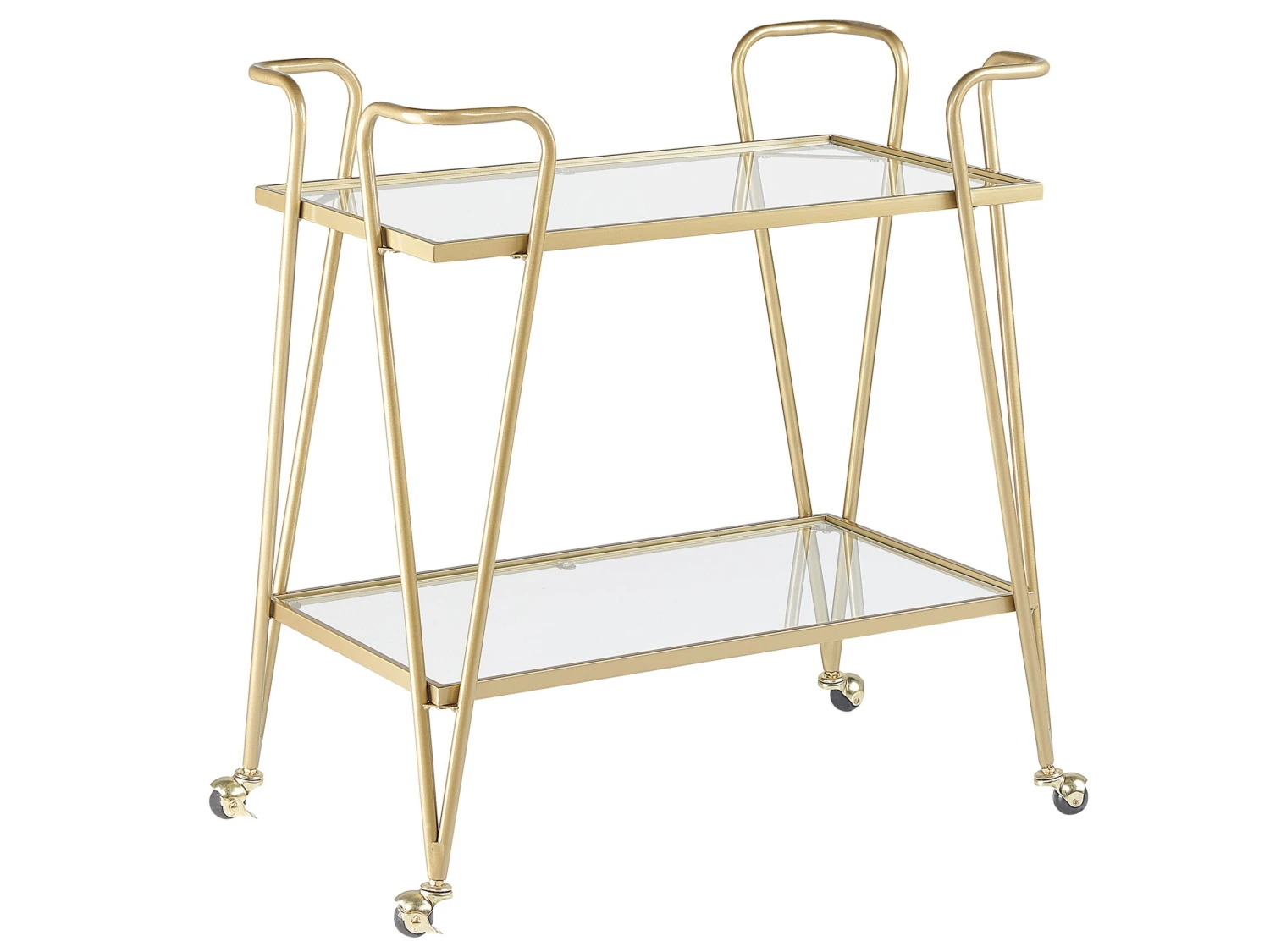 Metal Drinks Trolley With Glass Top Gold NOTI