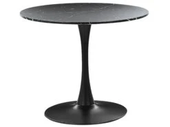 Round Dining Table ⌀ 90 Cm Marble Effect Black BOCA