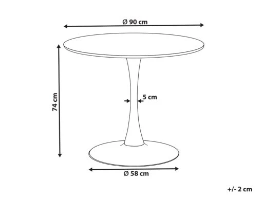 Round Dining Table ⌀ 90 Cm Marble Effect Black BOCA - Image 6