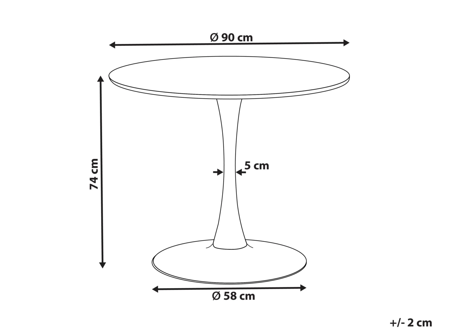 Round Dining Table ⌀ 90 Cm Marble Effect Black BOCA - Image 6