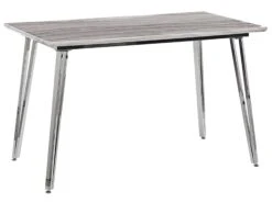 Dining Table 120 X 70 Cm Marble Effect With Silver GREYTON