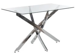 Glass Top Dining Table 120 X 70 Cm Silver MARAMO