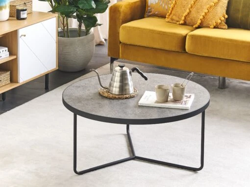 Coffee Table Concrete Effect With Black MELODY Big - Image 2