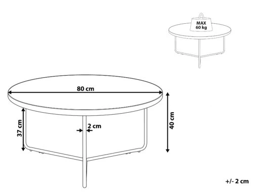 Coffee Table Concrete Effect With Black MELODY Big - Image 8