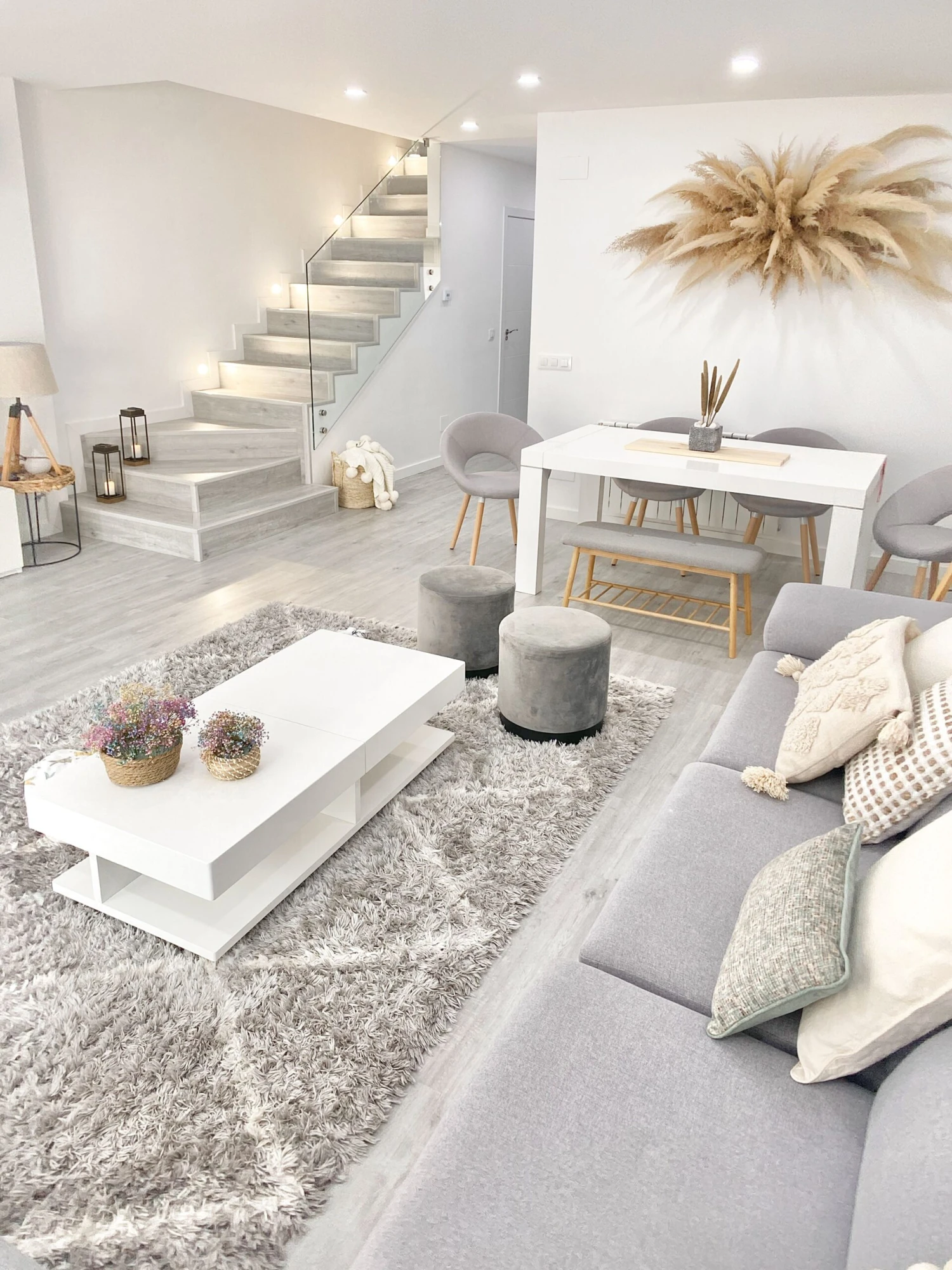 Set Of 2 Fabric Dining Chairs Light Grey ROSLYN - Image 3