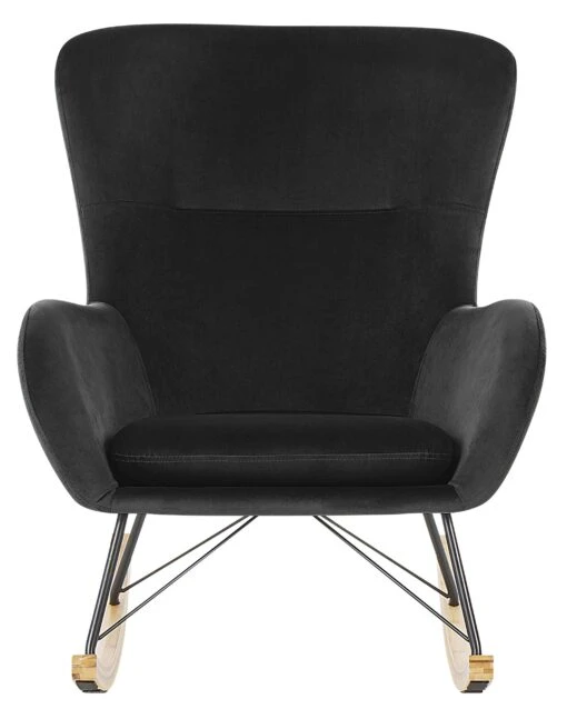 Velvet Rocking Chair Black ELLAN - Image 3