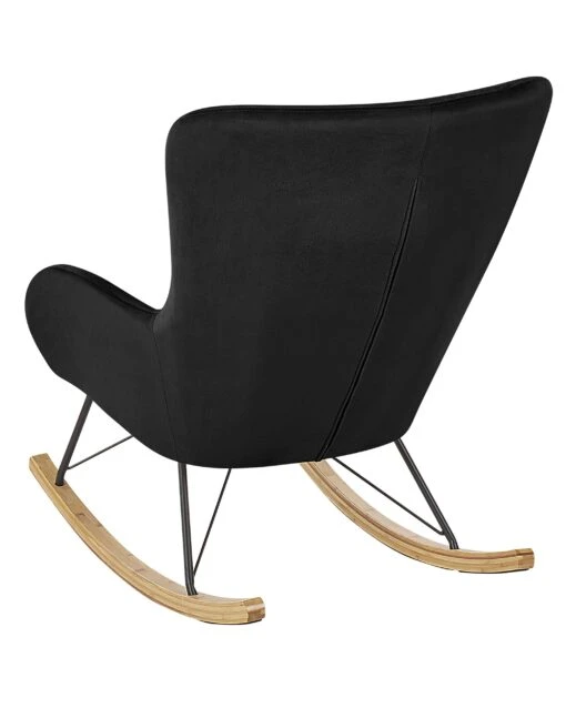 Velvet Rocking Chair Black ELLAN - Image 4