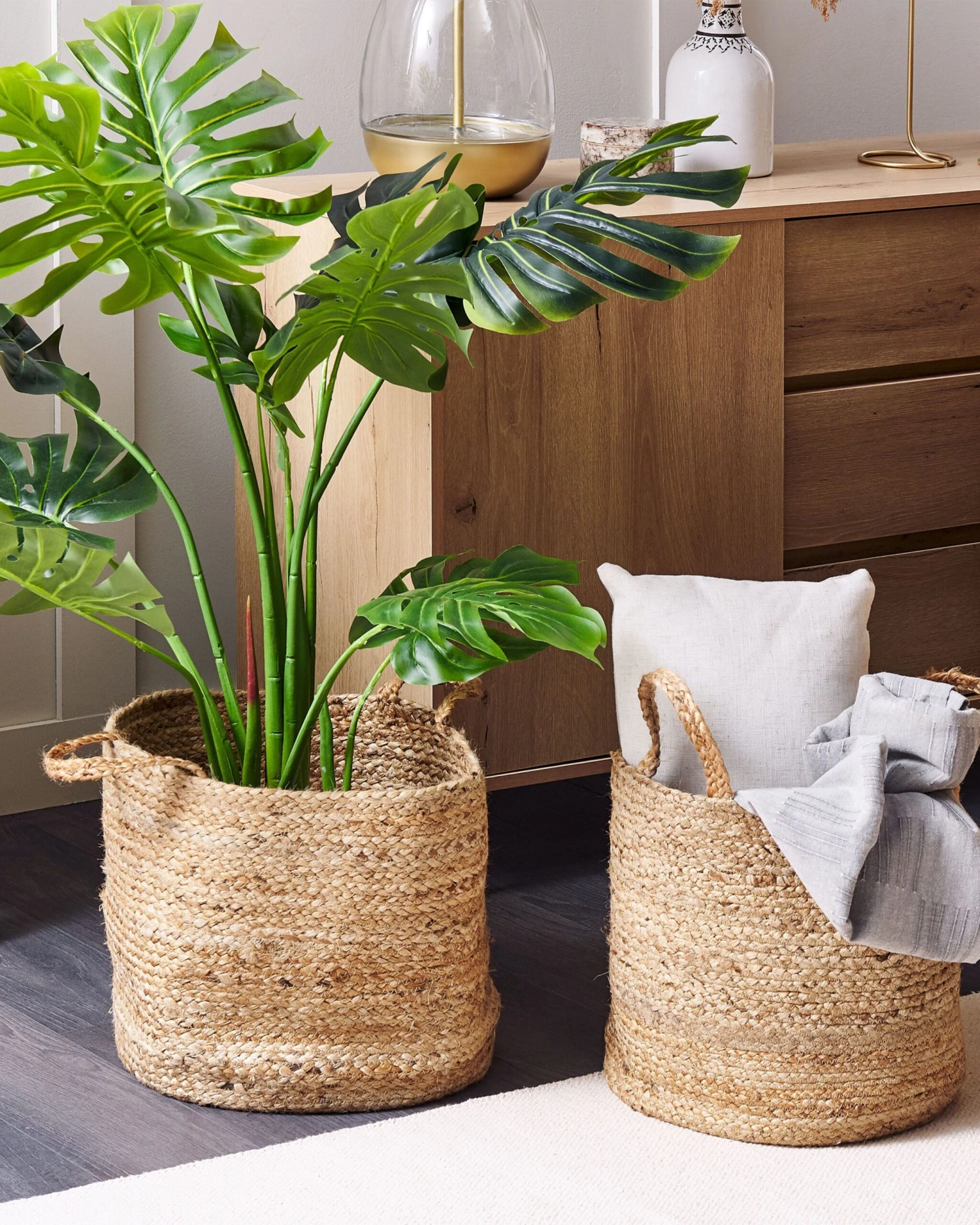 Set Of 2 Jute Baskets Sand Beige KAELLA - Image 2