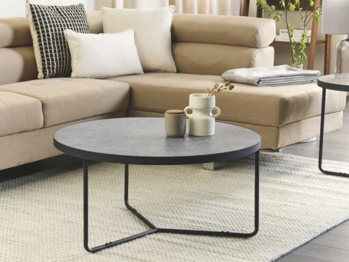 Coffee Table Concrete Effect With Black MELODY Big - Image 3