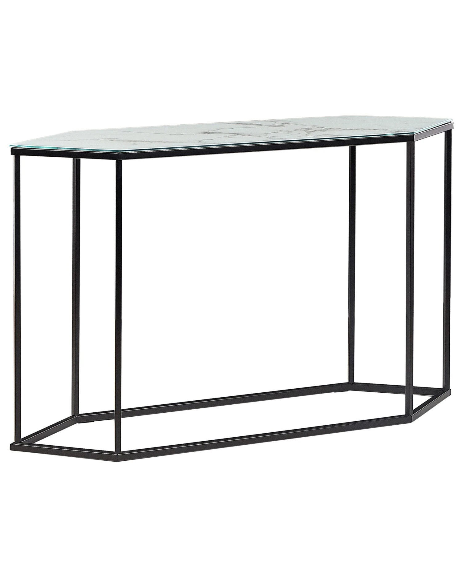Glass Top Console Table Marble Effect White With Black PERRIN