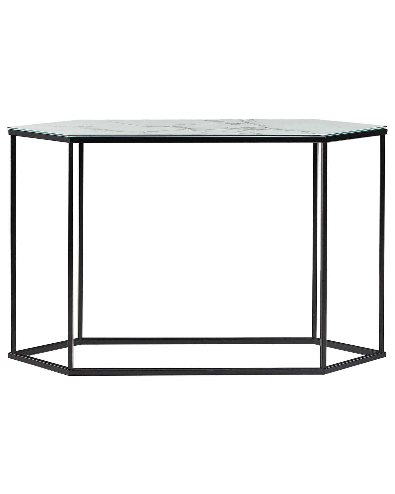 Glass Top Console Table Marble Effect White With Black PERRIN - Image 3