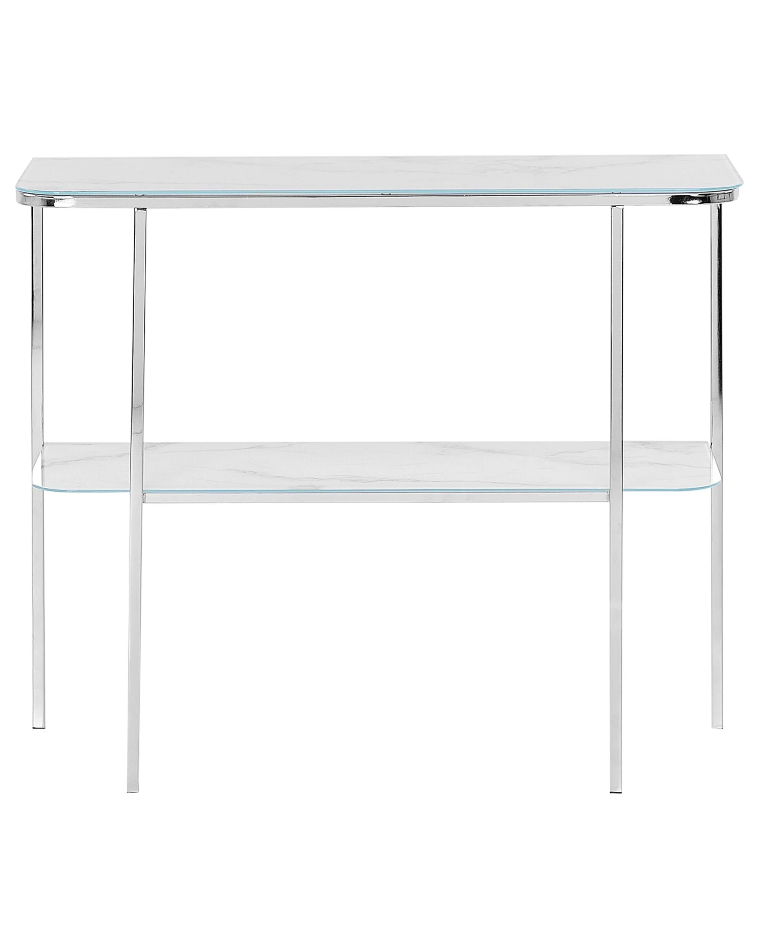 Glass Top Console Table Marble Effect White With Silver CALVERT - Image 3