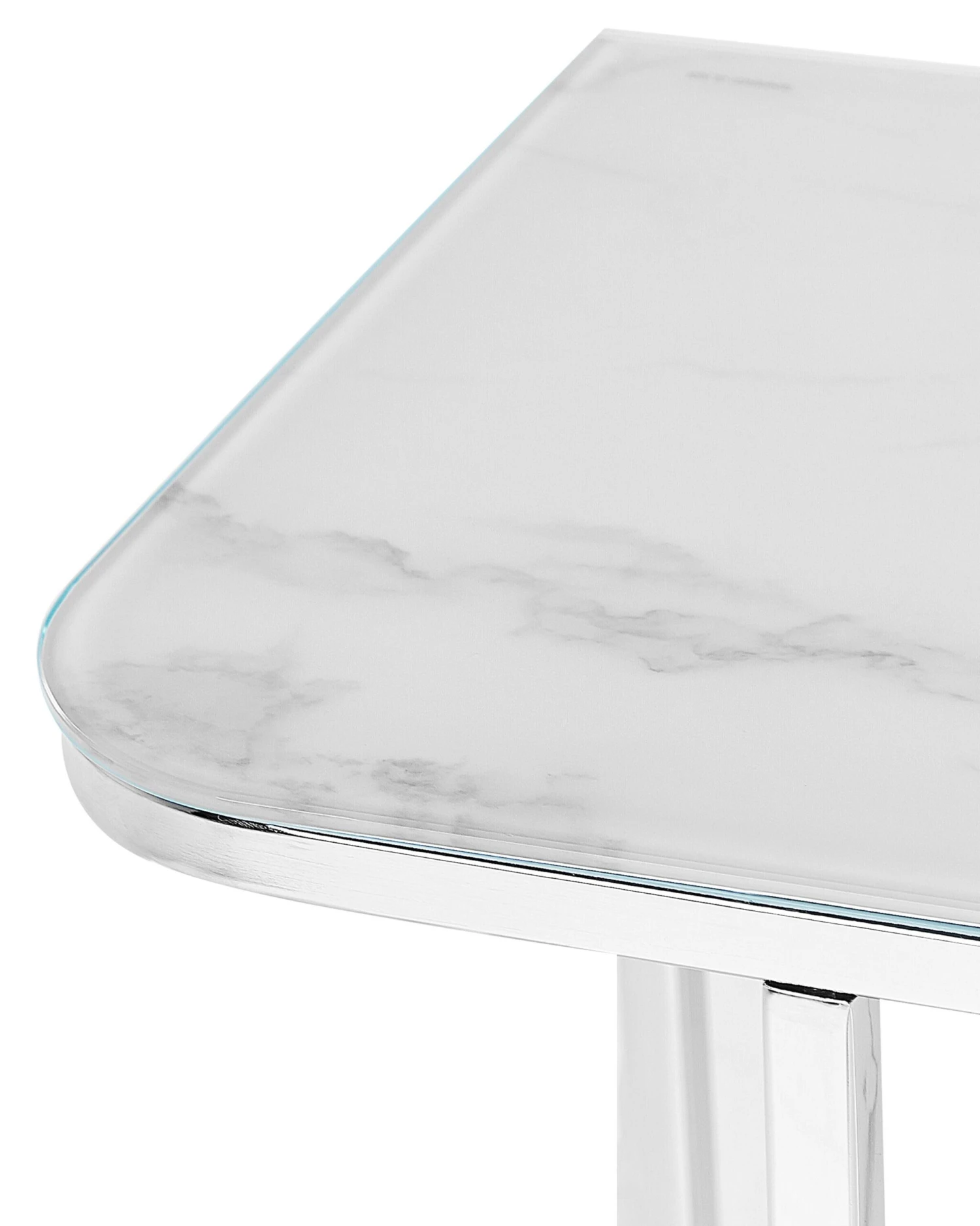 Glass Top Console Table Marble Effect White With Silver CALVERT - Image 5