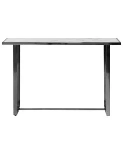 Glass Top Console Table Marble Effect White With Silver PLANO -Furniture Store undef src sa picid 823497 type whitesh image