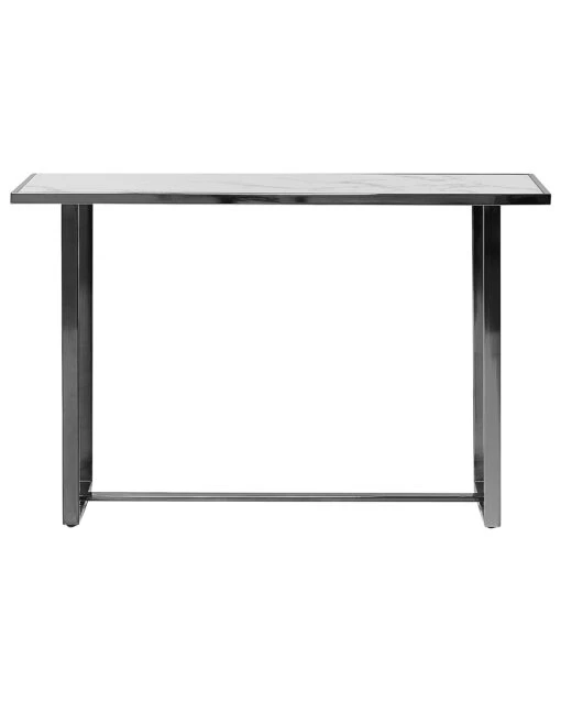 Glass Top Console Table Marble Effect White With Silver PLANO - Image 3