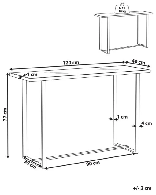 Glass Top Console Table Marble Effect White With Silver PLANO - Image 7
