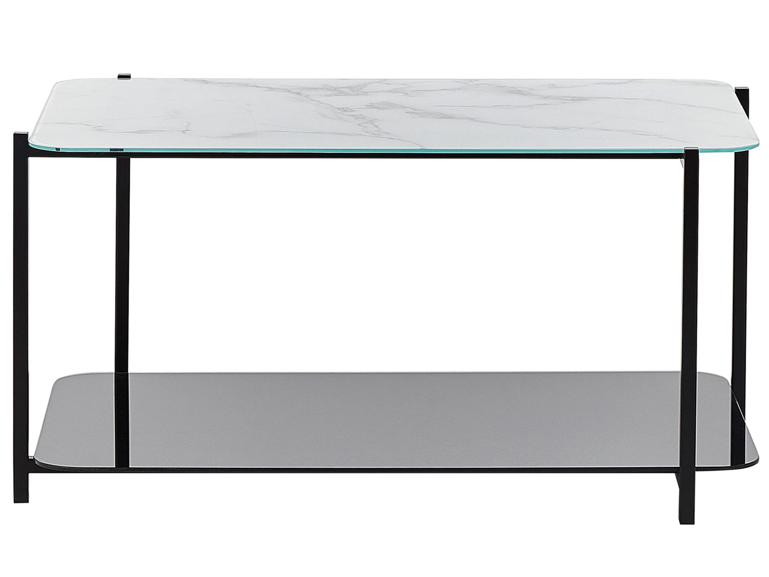 Coffee Table With Shelf Marble Effect White With Black GLOSTER - Image 4