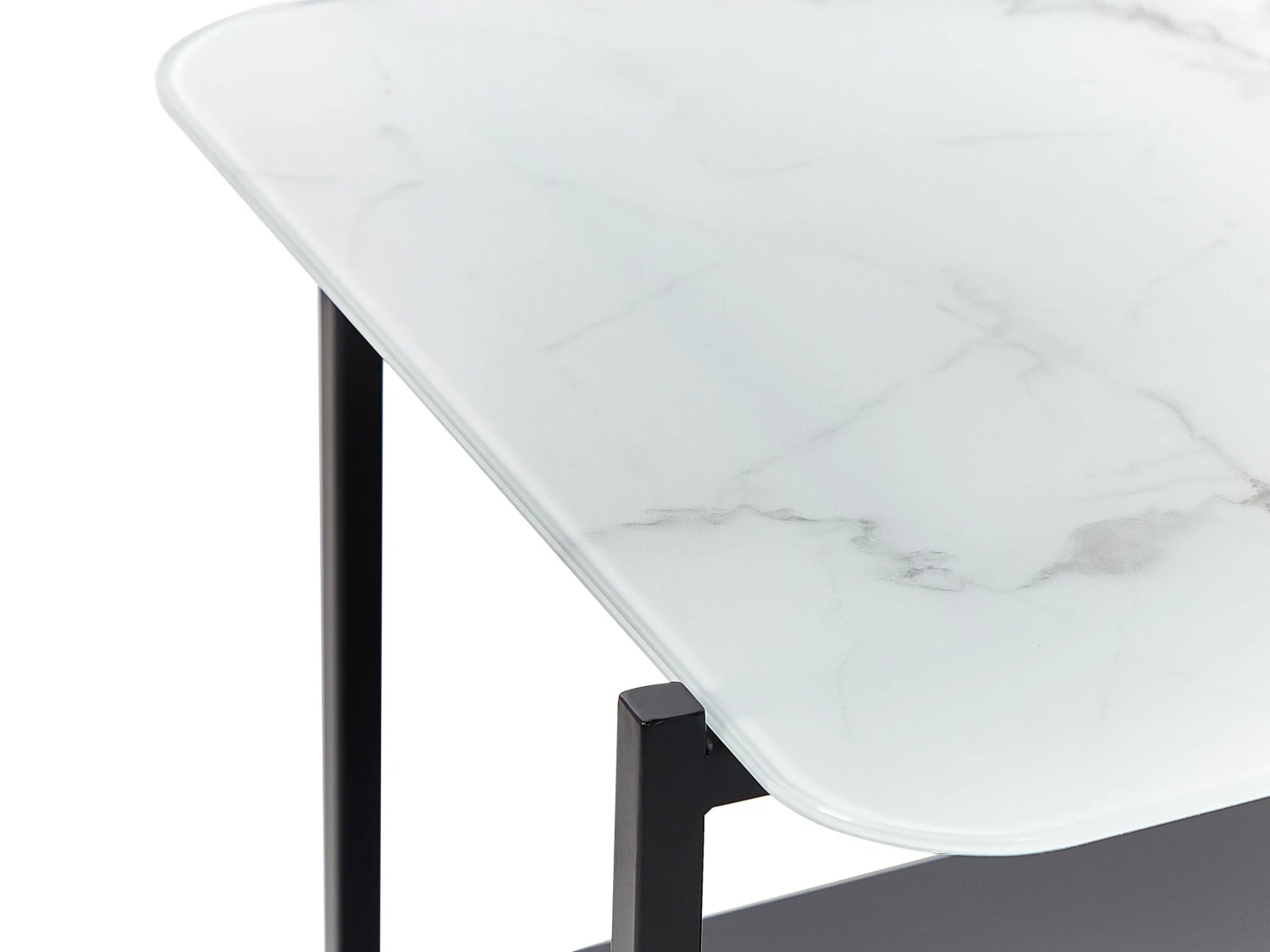 Coffee Table With Shelf Marble Effect White With Black GLOSTER - Image 5