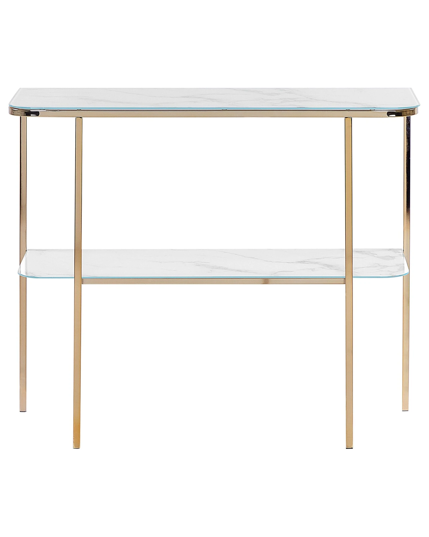 Glass Top Console Table Marble Effect White With Gold CALVERT - Image 4
