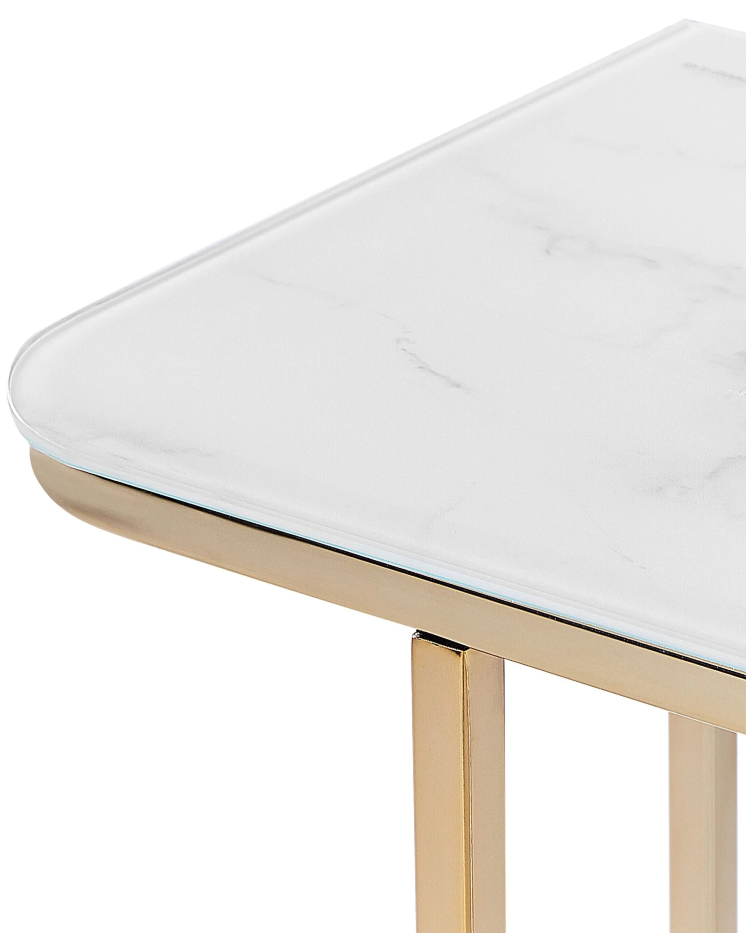 Glass Top Console Table Marble Effect White With Gold CALVERT - Image 6