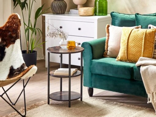 Side Table Dark Wood With Black TOLAR - Image 2