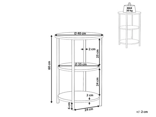 Side Table Dark Wood With Black TOLAR - Image 7
