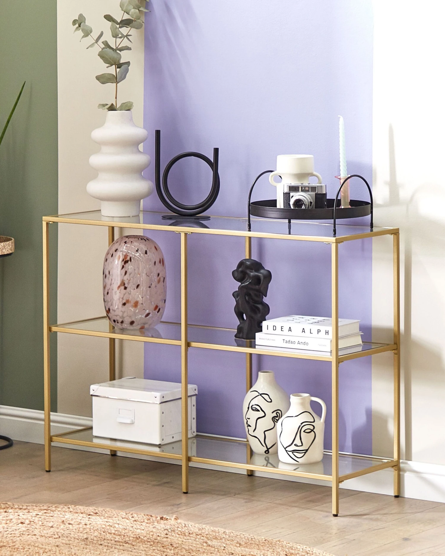 Glass Top Console Table Gold ORETTA - Image 2