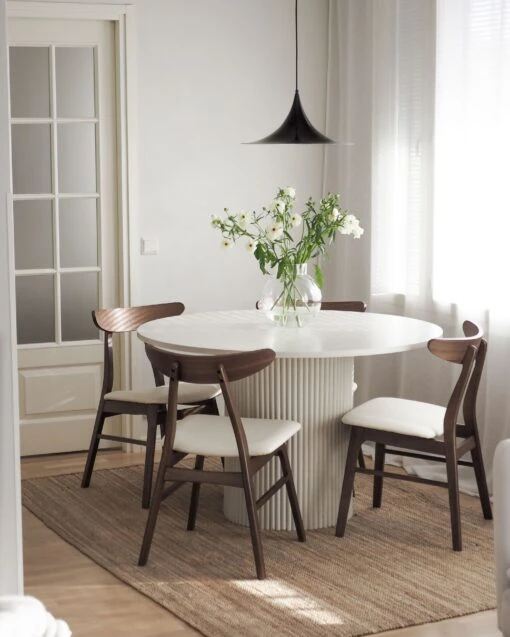 Set Of 2 Wooden Dining Chairs Faux Leather White LYNN - Image 4