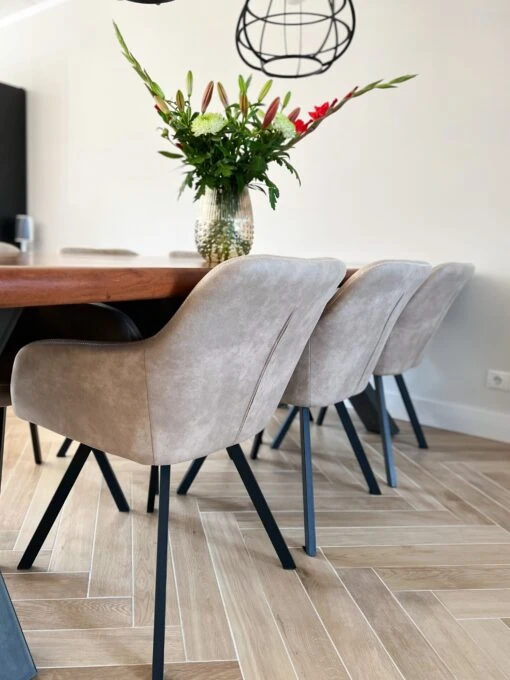 Set Of 2 Fabric Dining Chairs Beige MONEE - Image 3