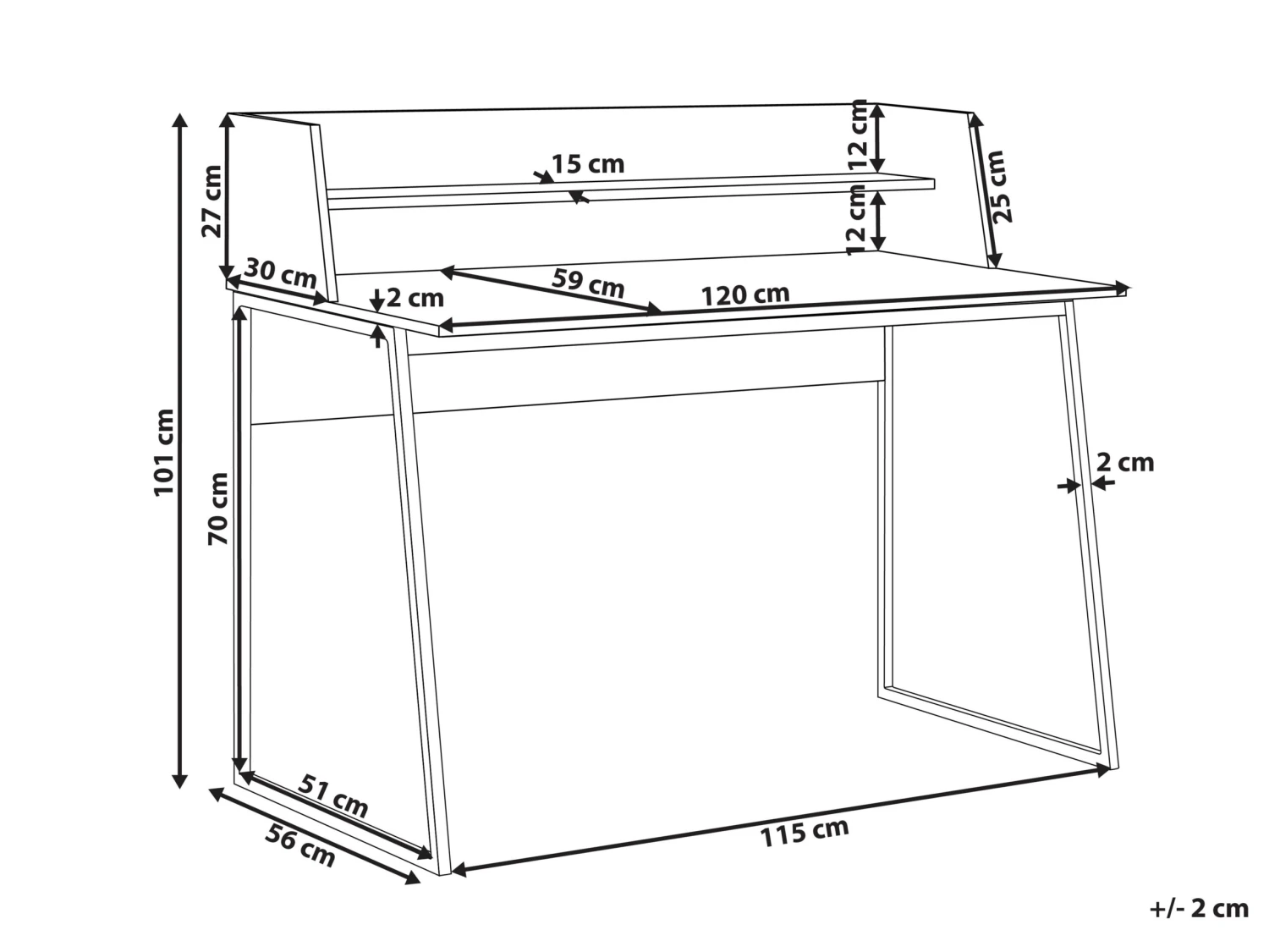Home Office Desk With Shelf 120 X 59 Cm Light Wood With Black GORUS - Image 7