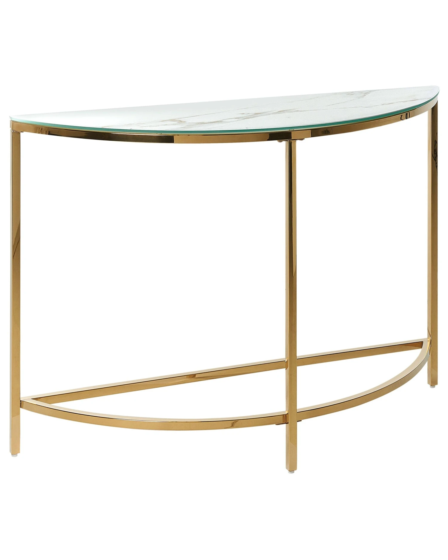 Glass Top Console Table Marble Effect White With Gold ORITA