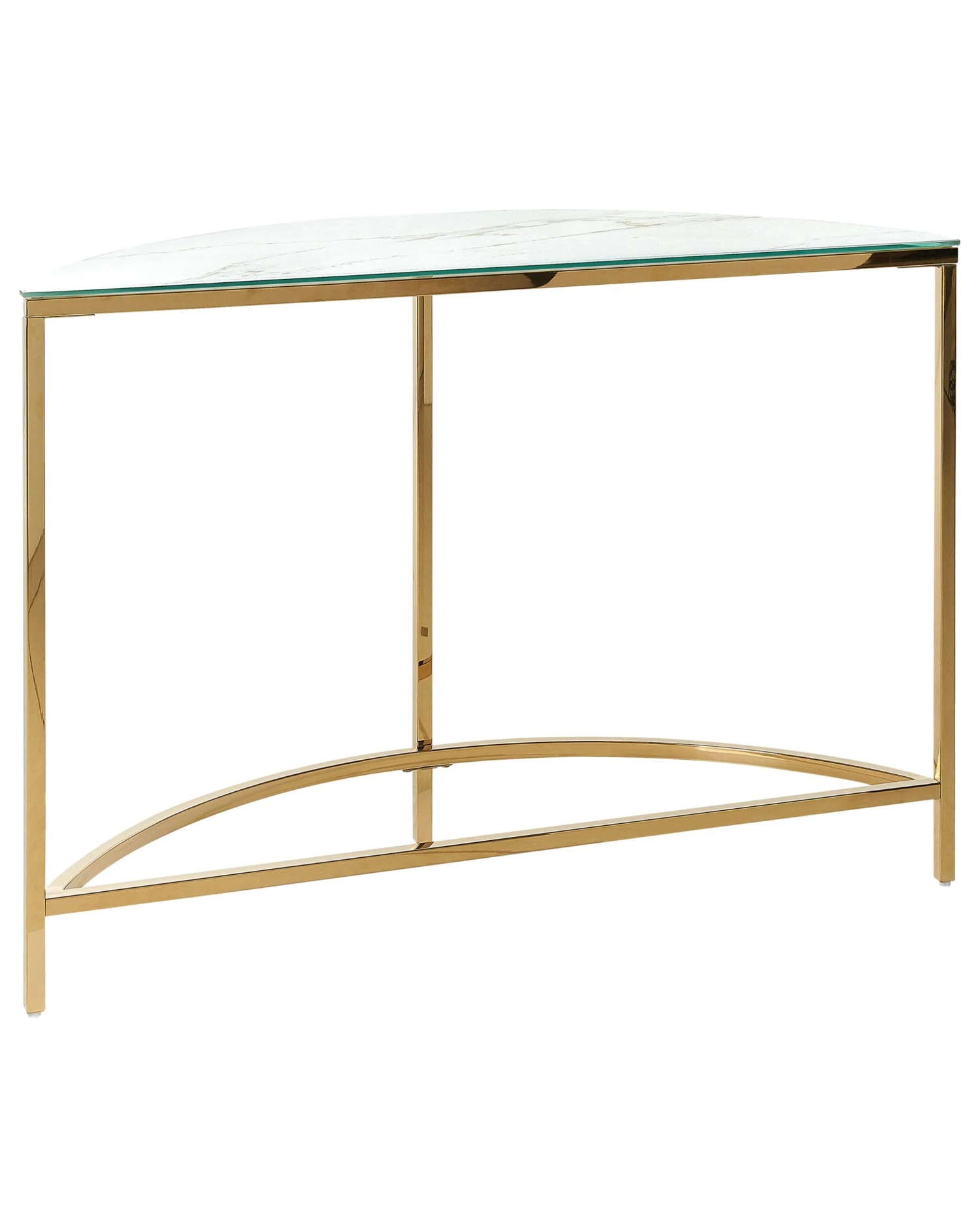 Glass Top Console Table Marble Effect White With Gold ORITA - Image 4