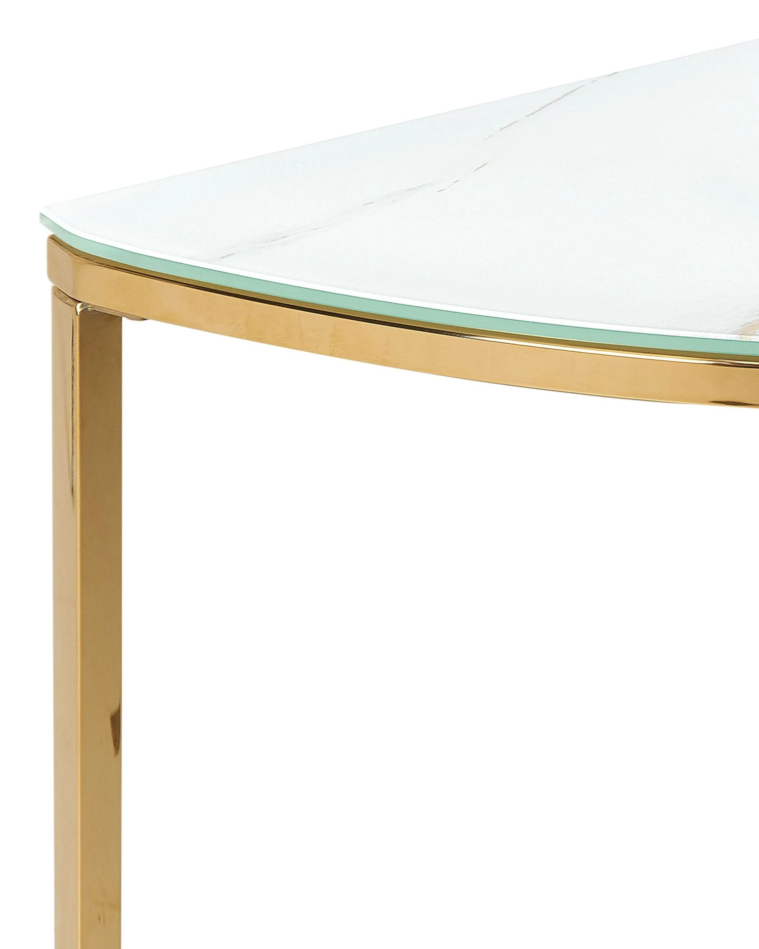 Glass Top Console Table Marble Effect White With Gold ORITA - Image 5