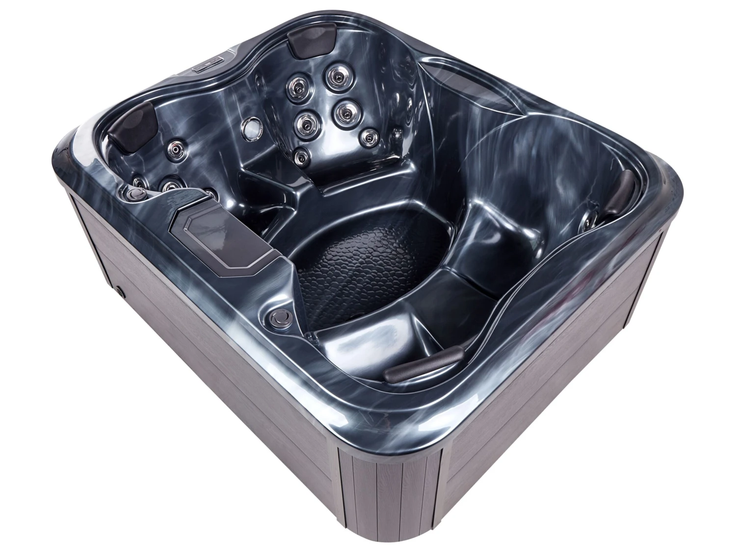 Square Hot Tub With LED Grey ARCELIA