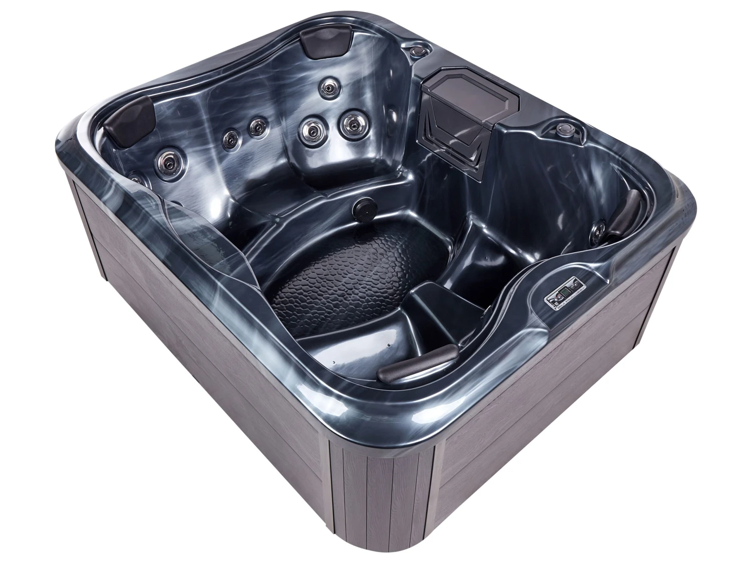 Square Hot Tub With LED Grey ARCELIA - Image 6