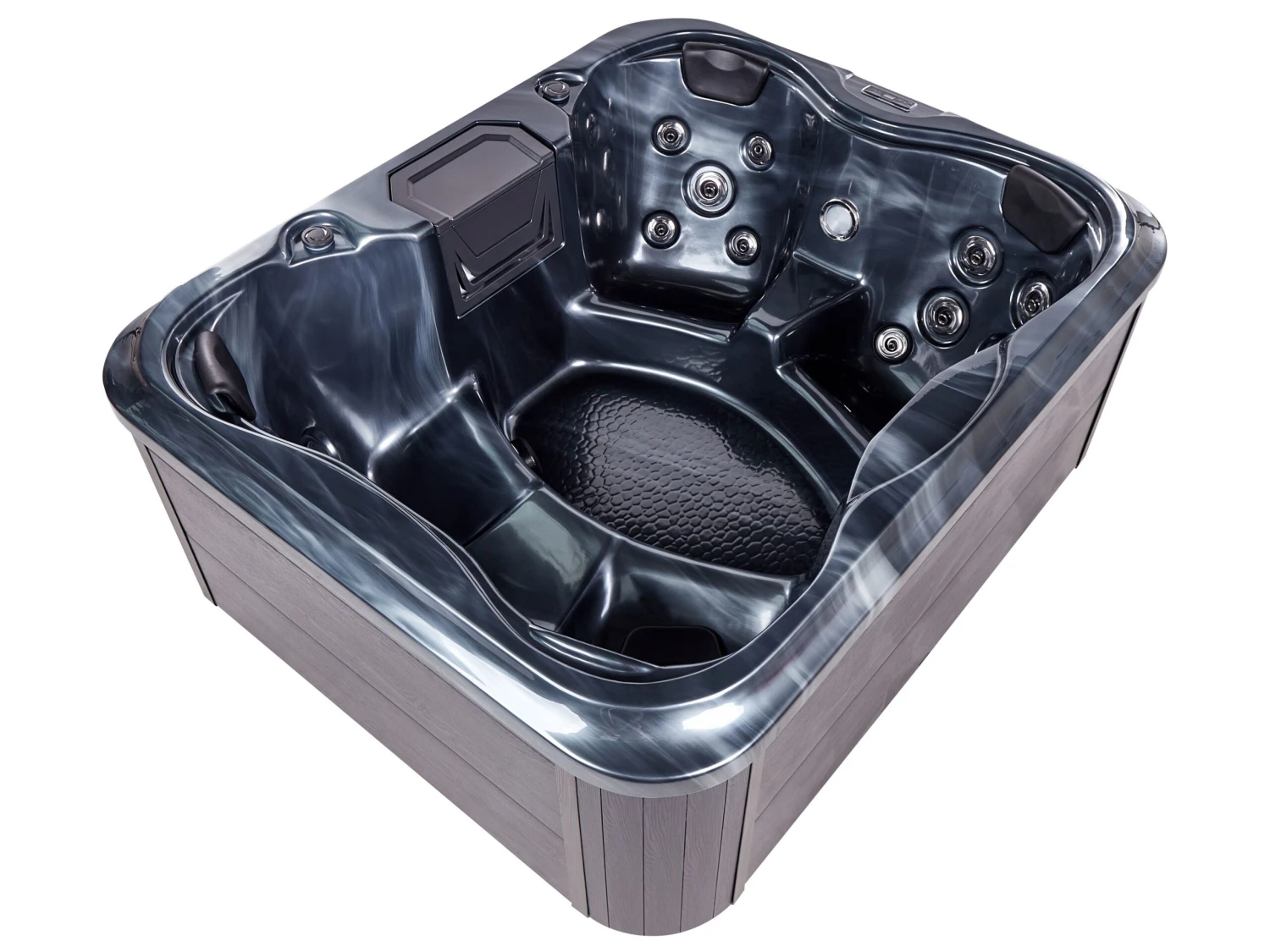 Square Hot Tub With LED Grey ARCELIA - Image 8