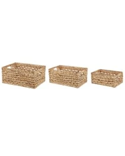 Set Of 3 Water Hyacinth Baskets Natural MINNOW