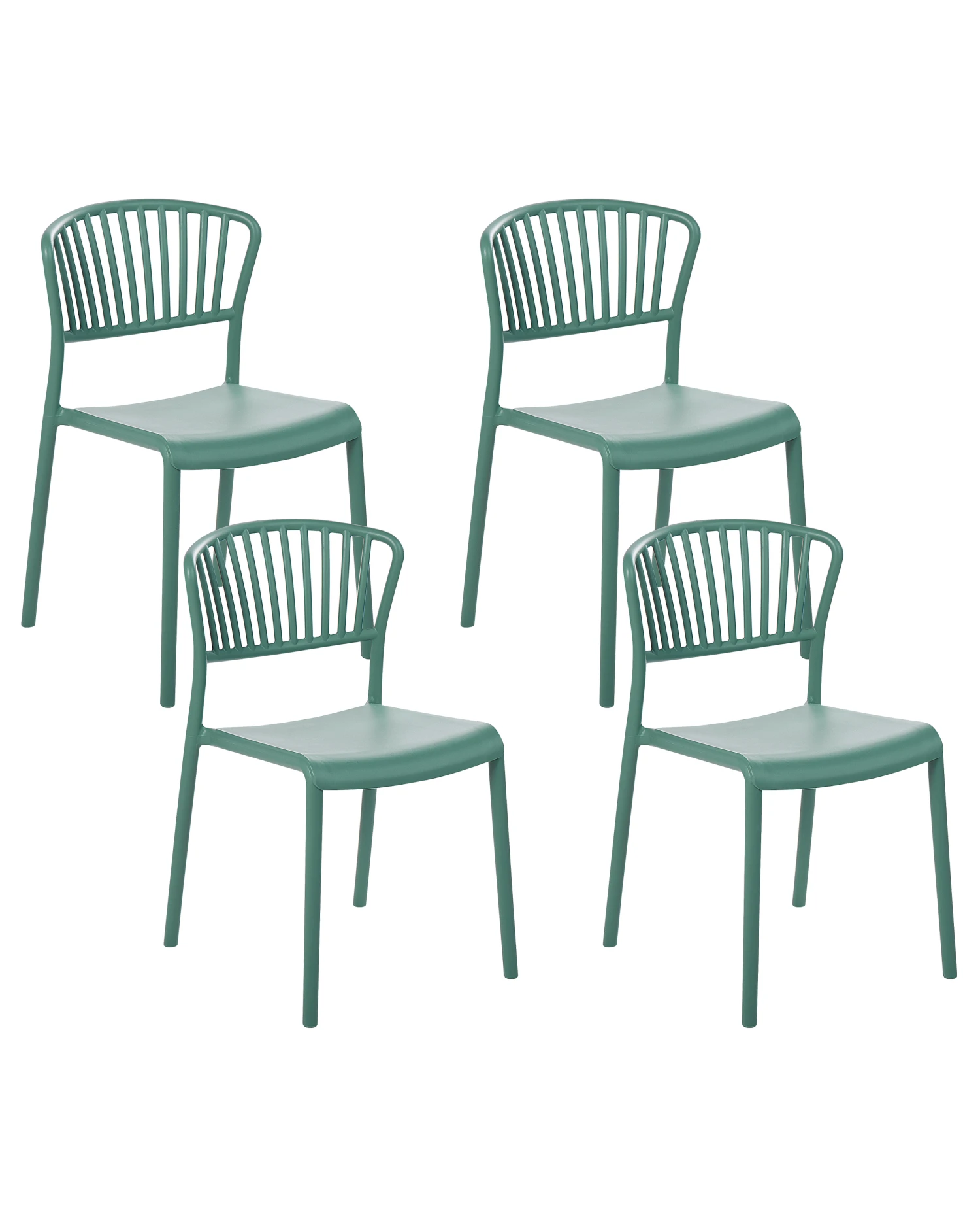 Set Of 4 Plastic Dining Chairs Green GELA