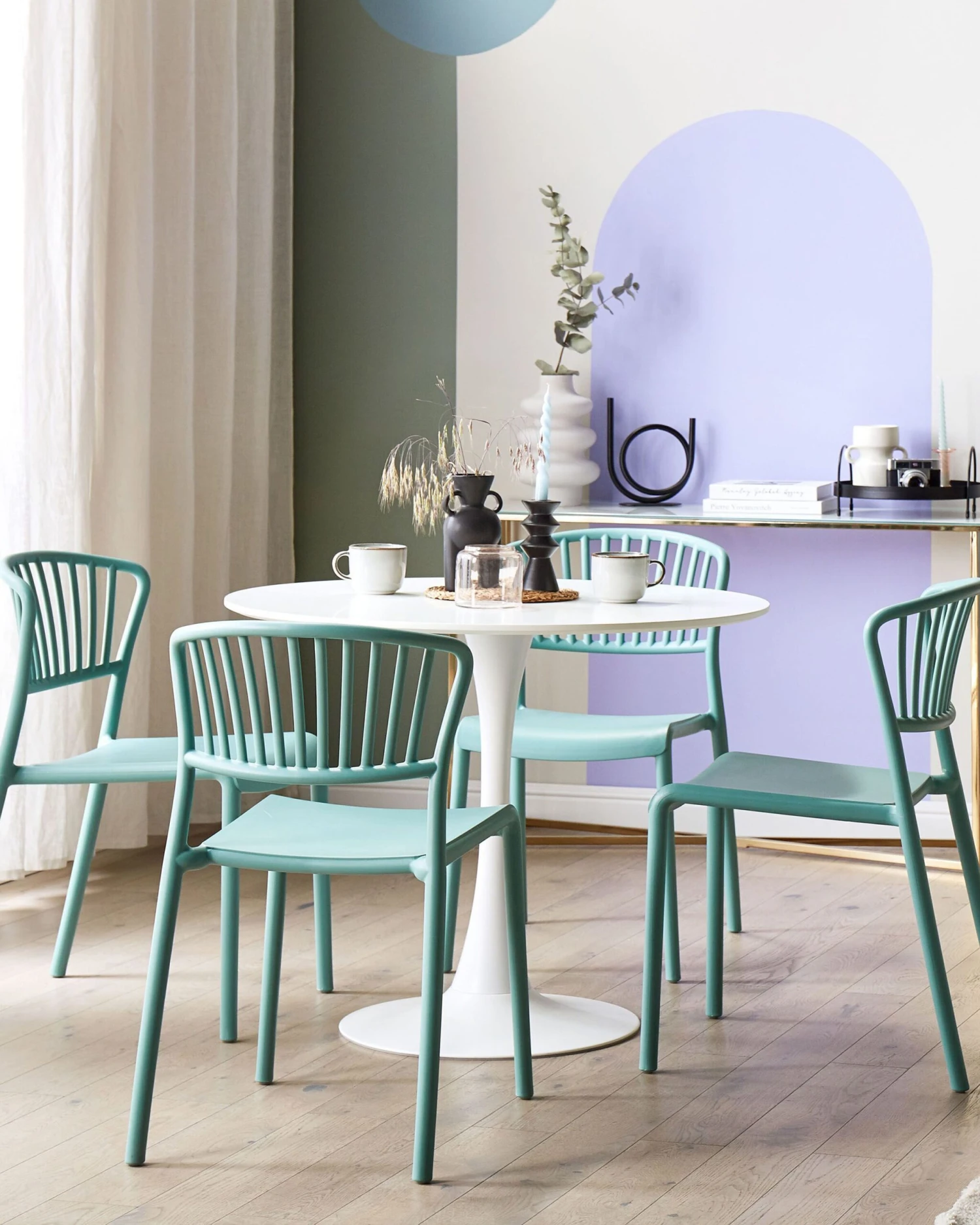 Set Of 4 Plastic Dining Chairs Green GELA - Image 3