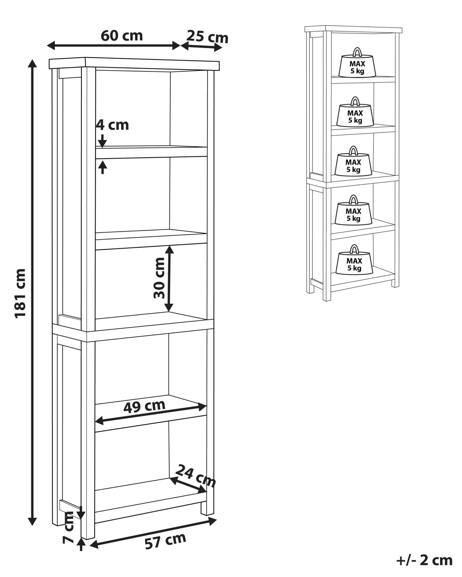 5 Tier Bookcase Grey CLIO - Image 8